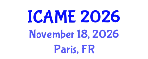 International Conference on Automotive and Mechanical Engineering (ICAME) November 18, 2026 - Paris, France