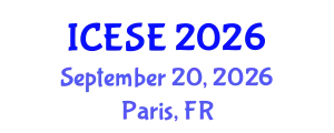 International Conference on Environmental Sciences and Engineering (ICESE) September 20, 2026 - Paris, France