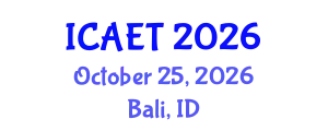 International Conference on Aviation Engineering and Technology (ICAET) October 25, 2026 - Bali, Indonesia