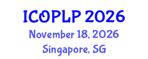 International Conference on Optoelectronics, Photonics and Laser Physics (ICOPLP) November 18, 2026 - Singapore, Singapore