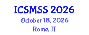 International Conference on Sport Medicine and Sport Science (ICSMSS) October 18, 2026 - Rome, Italy