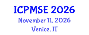 International Conference on Polymer Materials Science and Engineering (ICPMSE) November 11, 2026 - Venice, Italy