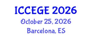 International Conference on Civil, Environmental and Geological Engineering (ICCEGE) October 25, 2026 - Barcelona, Spain