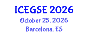 International Conference on Earthquake, Geological and Structural Engineering (ICEGSE) October 25, 2026 - Barcelona, Spain