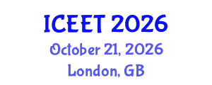 International Conference on Civil, Environmental Engineering and Technology (ICEET) October 21, 2026 - London, United Kingdom
