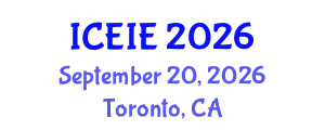 International Conference on Electronics and Information Engineering (ICEIE) September 20, 2026 - Toronto, Canada