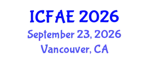 International Conference on Food and Agricultural Engineering (ICFAE) September 23, 2026 - Vancouver, Canada