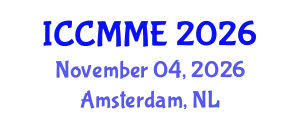 International Conference on Chemical, Materials and Metallurgical Engineering (ICCMME) November 04, 2026 - Amsterdam, Netherlands