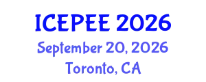 International Conference on Energy, Power and Electrical Engineering (ICEPEE) September 20, 2026 - Toronto, Canada