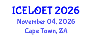 International Conference on E-Learning and Online Education Technologies (ICELOET) November 04, 2026 - Cape Town, South Africa