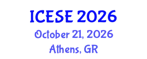 International Conference on Environmental Science and Engineering (ICESE) October 21, 2026 - Athens, Greece