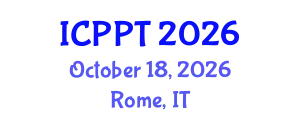 International Conference on Plasma Physics and Technology (ICPPT) October 18, 2026 - Rome, Italy