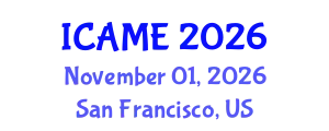 International Conference on Aerospace and Mechanical Engineering (ICAME) November 01, 2026 - San Francisco, United States