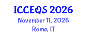 International Conference on Construction Engineering and Quantity Surveying (ICCEQS) November 11, 2026 - Rome, Italy