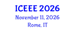 International Conference on Electronics and Electrical Engineering (ICEEE) November 11, 2026 - Rome, Italy