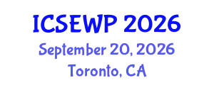 International Conference on Soil Erosion and Water Pollution (ICSEWP) September 20, 2026 - Toronto, Canada
