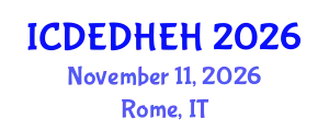 International Conference on Dental Ethics, Dental Health Education and Hygiene (ICDEDHEH) November 11, 2026 - Rome, Italy