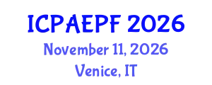 International Conference on Physical Activity, Exercise and Physical Fitness (ICPAEPF) November 11, 2026 - Venice, Italy