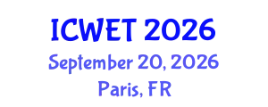 International Conference on Welding Engineering and Technology (ICWET) September 20, 2026 - Paris, France