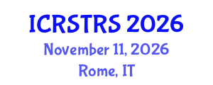 International Conference on Road Safety, Transport and Road Statistics (ICRSTRS) November 11, 2026 - Rome, Italy