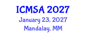 International Conference on Marine Science and Aquaculture (ICMSA) January 23, 2027 - Mandalay, Myanmar