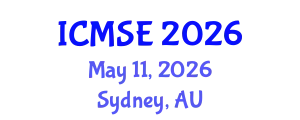 International Conference on Materials Science and Engineering (ICMSE) May 11, 2026 - Sydney, Australia