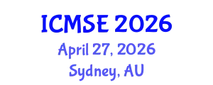 International Conference on Materials Science and Engineering (ICMSE) April 27, 2026 - Sydney, Australia