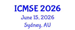 International Conference on Materials Science and Engineering (ICMSE) June 15, 2026 - Sydney, Australia