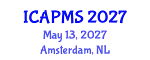 International Conference on Applied Physics and Materials Science (ICAPMS) May 13, 2027 - Amsterdam, Netherlands