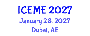 International Conference on Electrical and Mechatronics Engineering (ICEME) January 28, 2027 - Dubai, United Arab Emirates