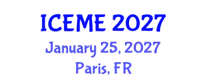 International Conference on Electrical and Mechatronics Engineering (ICEME) January 25, 2027 - Paris, France