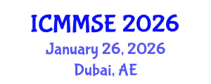 International Conference on Metallurgy, Materials Science and Engineering (ICMMSE) January 26, 2026 - Dubai, United Arab Emirates