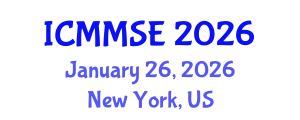 International Conference on Metallurgy, Materials Science and Engineering (ICMMSE) January 26, 2026 - New York, United States