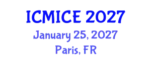 International Conference on Modelling, Identification and Control Engineering (ICMICE) January 25, 2027 - Paris, France
