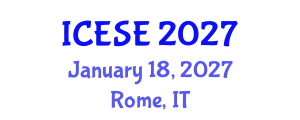 International Conference on Environmental Science and Engineering (ICESE) January 18, 2027 - Rome, Italy