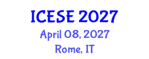 International Conference on Environmental Science and Engineering (ICESE) April 08, 2027 - Rome, Italy