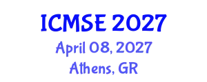 International Conference on Marine Science and Engineering (ICMSE) April 08, 2027 - Athens, Greece