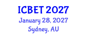 International Conference on Biomedical Engineering and Technology (ICBET) January 28, 2027 - Sydney, Australia