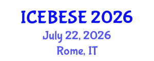 International Conference on Environmental, Biological, Ecological Sciences and Engineering (ICEBESE) July 22, 2026 - Rome, Italy