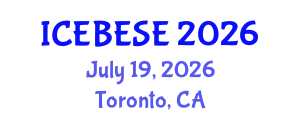 International Conference on Environmental, Biological, Ecological Sciences and Engineering (ICEBESE) July 19, 2026 - Toronto, Canada