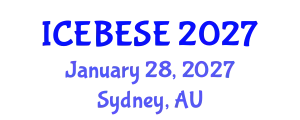 International Conference on Environmental, Biological, Ecological Sciences and Engineering (ICEBESE) January 28, 2027 - Sydney, Australia