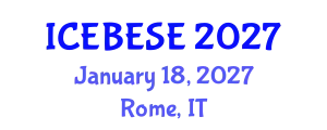 International Conference on Environmental, Biological, Ecological Sciences and Engineering (ICEBESE) January 18, 2027 - Rome, Italy