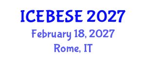 International Conference on Environmental, Biological, Ecological Sciences and Engineering (ICEBESE) February 18, 2027 - Rome, Italy