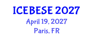 International Conference on Environmental, Biological, Ecological Sciences and Engineering (ICEBESE) April 19, 2027 - Paris, France