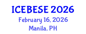 International Conference on Environmental, Biological, Ecological Sciences and Engineering (ICEBESE) February 16, 2026 - Manila, Philippines