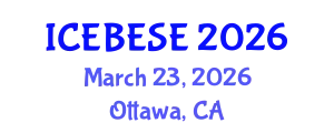International Conference on Environmental, Biological, Ecological Sciences and Engineering (ICEBESE) March 23, 2026 - Ottawa, Canada