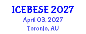 International Conference on Environmental, Biological, Ecological Sciences and Engineering (ICEBESE) April 03, 2027 - Toronto, Australia