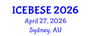 International Conference on Environmental, Biological, Ecological Sciences and Engineering (ICEBESE) April 27, 2026 - Sydney, Australia