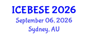 International Conference on Environmental, Biological, Ecological Sciences and Engineering (ICEBESE) September 06, 2026 - Sydney, Australia