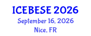 International Conference on Environmental, Biological, Ecological Sciences and Engineering (ICEBESE) September 16, 2026 - Nice, France